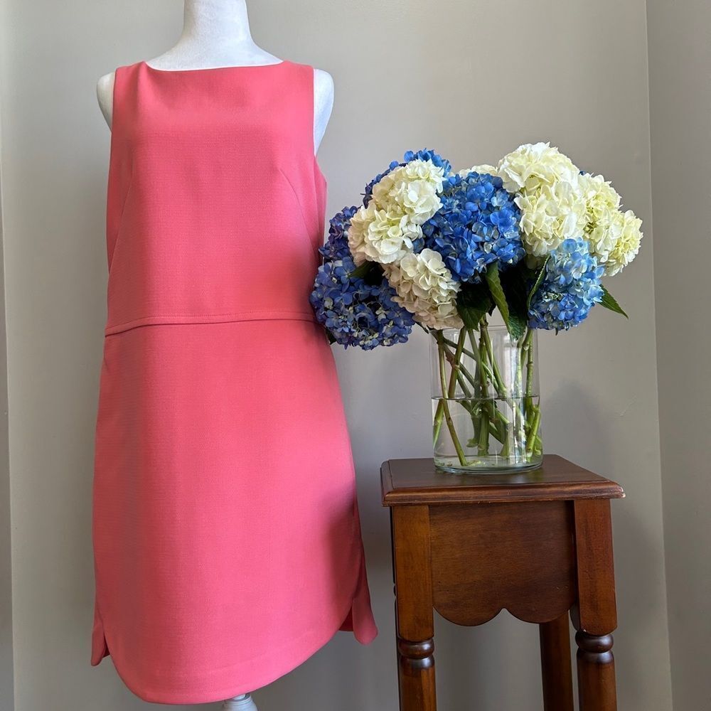 Ann Taylor Pink Sheath Dress Bateau Neckline Sleeveless